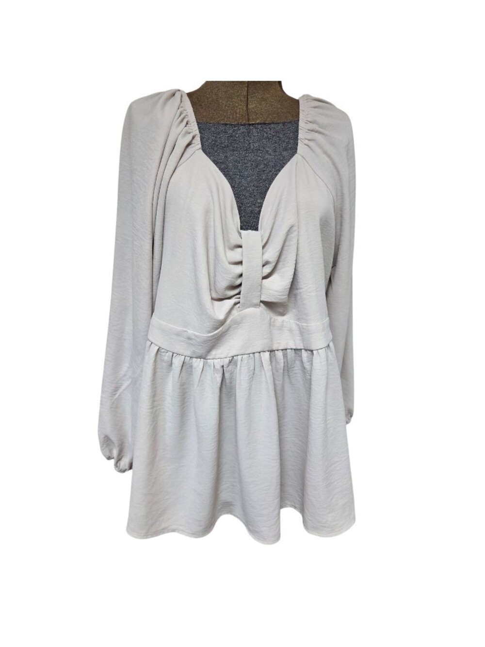 Scomchic Peplum Tunic Blouse Womens Size 3XL Top Rouched Bust Balloon Sleeves